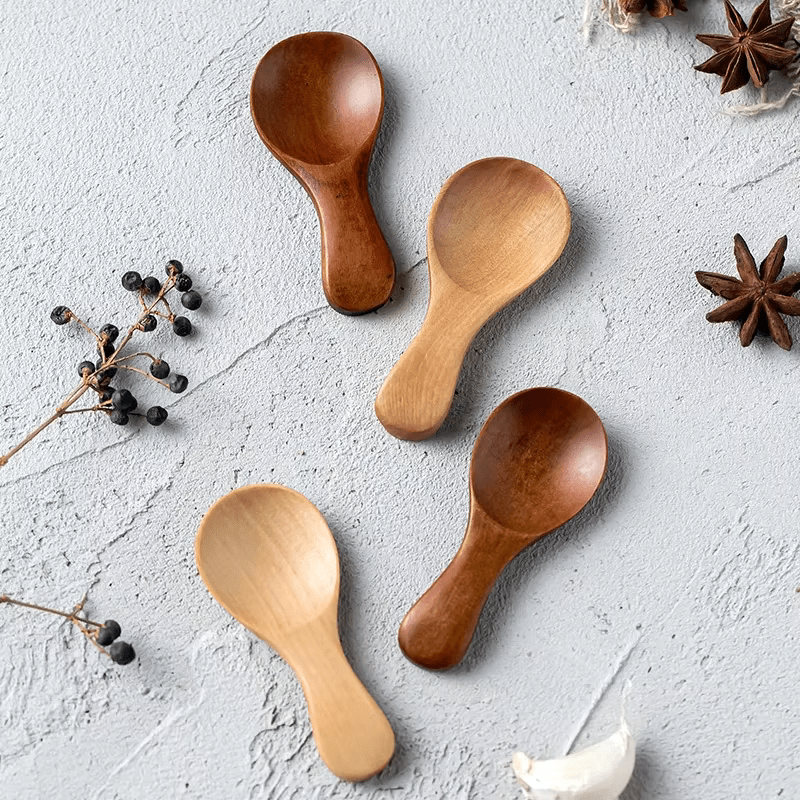 Set of 4 Wooden Condiment Spoons